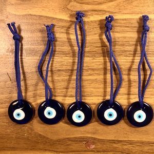 Protection! Sacred Set Of 5 Turkish Glass Evils Eyes